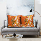 Perth Scorchers Pillow Cover Aboriginal Dot Art Orange White - Tribal Wave Pattern