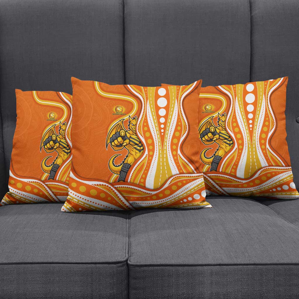 Perth Scorchers Pillow Cover Aboriginal Dot Art Orange White - Tribal Wave Pattern