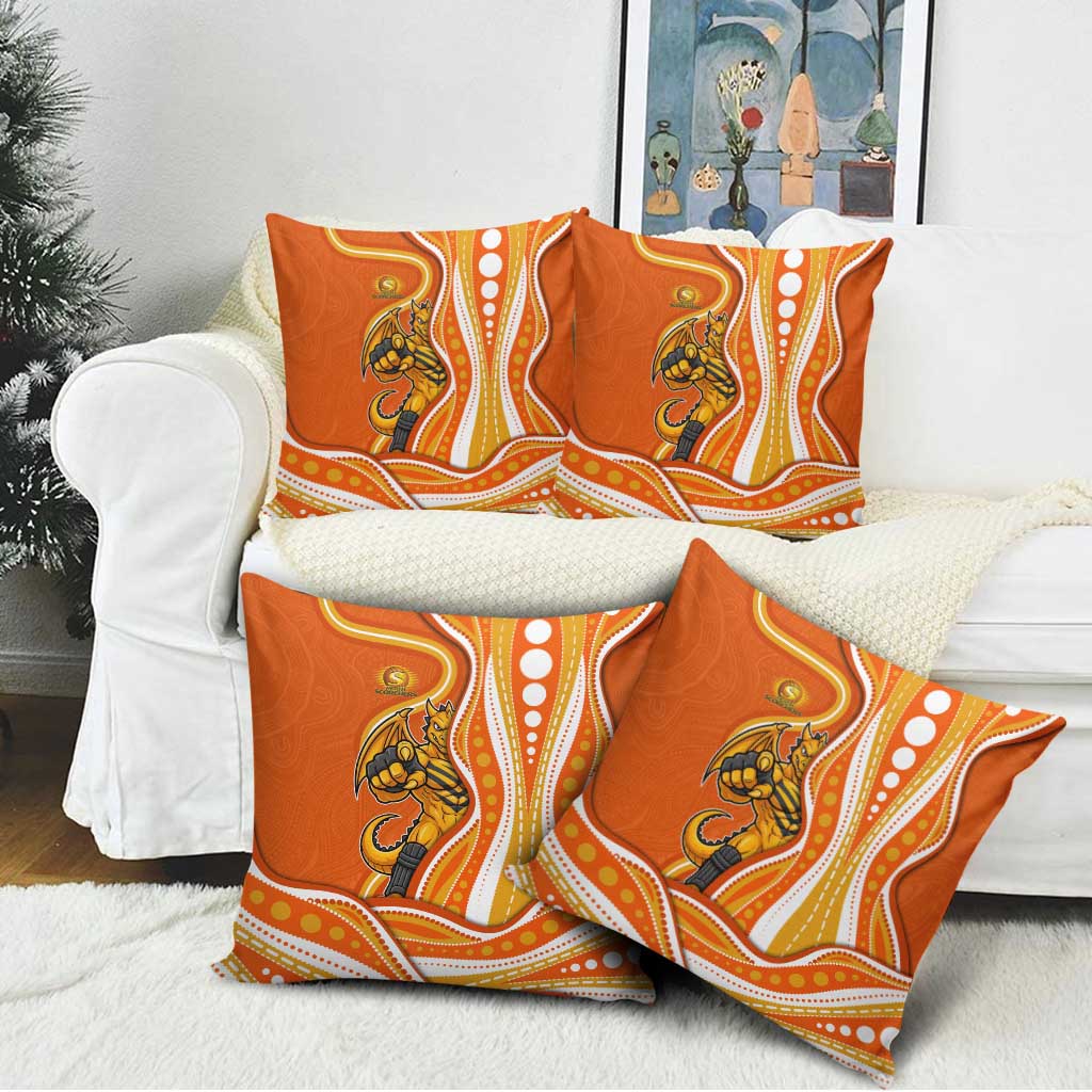 Perth Scorchers Pillow Cover Aboriginal Dot Art Orange White - Tribal Wave Pattern