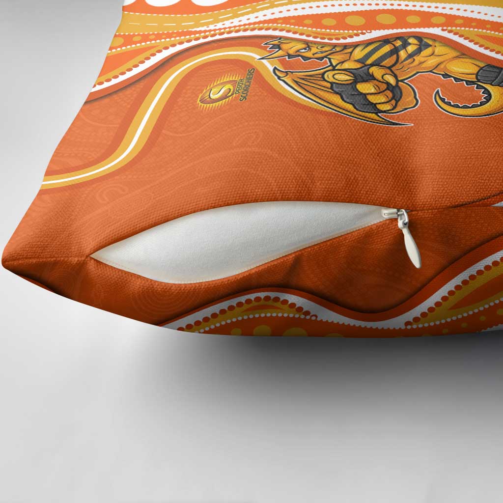 Perth Scorchers Pillow Cover Aboriginal Dot Art Orange White - Tribal Wave Pattern