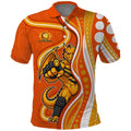 Perth Scorchers Polo Shirt Aboriginal Dot Art Orange White - Tribal Wave Pattern