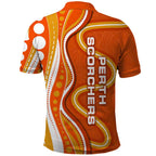 Perth Scorchers Polo Shirt Aboriginal Dot Art Orange White - Tribal Wave Pattern
