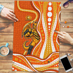 Perth Scorchers Puzzle Aboriginal Dot Art Orange White - Tribal Wave Pattern