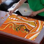 Perth Scorchers Puzzle Aboriginal Dot Art Orange White - Tribal Wave Pattern