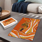 Perth Scorchers Puzzle Aboriginal Dot Art Orange White - Tribal Wave Pattern