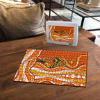 Perth Scorchers Puzzle Aboriginal Dot Art Orange White - Tribal Wave Pattern