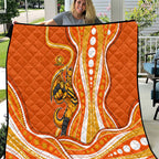 Perth Scorchers Quilt Aboriginal Dot Art Orange White - Tribal Wave Pattern