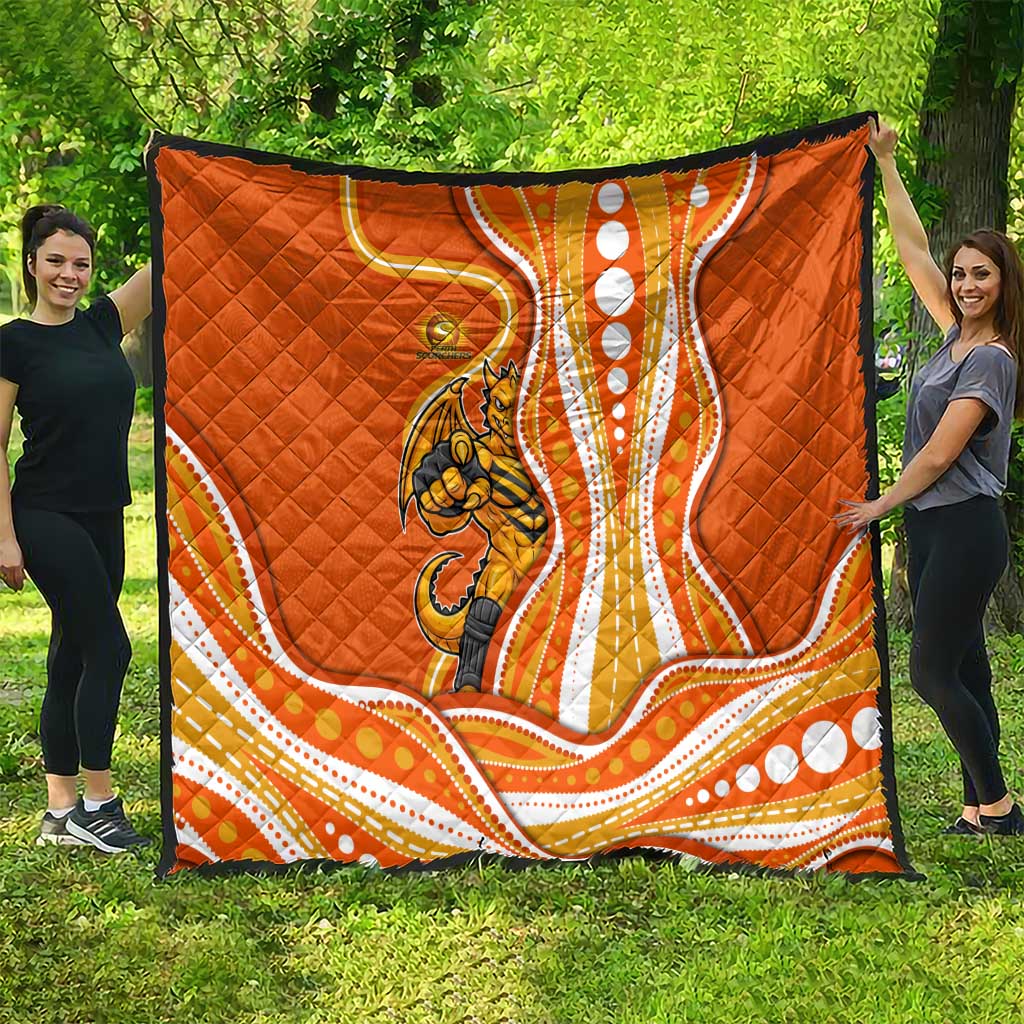 Perth Scorchers Quilt Aboriginal Dot Art Orange White - Tribal Wave Pattern
