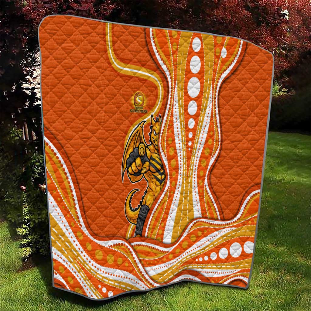 Perth Scorchers Quilt Aboriginal Dot Art Orange White - Tribal Wave Pattern