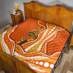 Perth Scorchers Quilt Aboriginal Dot Art Orange White - Tribal Wave Pattern