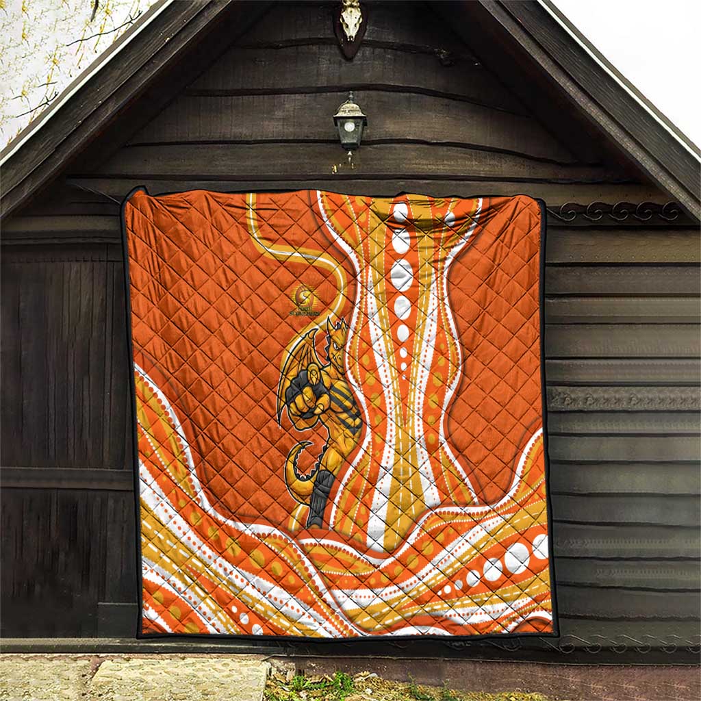 Perth Scorchers Quilt Aboriginal Dot Art Orange White - Tribal Wave Pattern