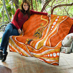 Perth Scorchers Quilt Aboriginal Dot Art Orange White - Tribal Wave Pattern