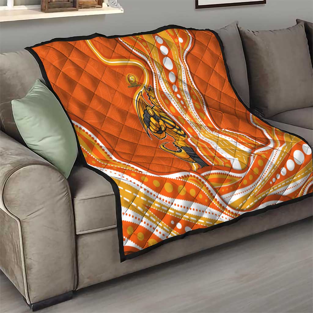 Perth Scorchers Quilt Aboriginal Dot Art Orange White - Tribal Wave Pattern
