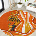 Perth Scorchers Round Carpet Aboriginal Dot Art Orange White - Tribal Wave Pattern