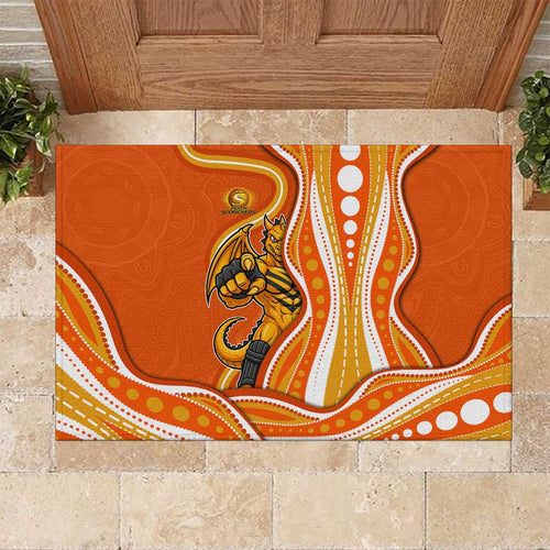 Perth Scorchers Rubber Doormat Aboriginal Dot Art Orange White - Tribal Wave Pattern