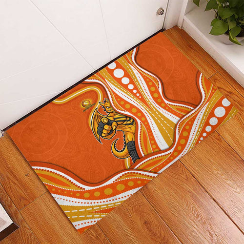 Perth Scorchers Rubber Doormat Aboriginal Dot Art Orange White - Tribal Wave Pattern
