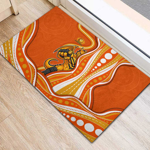 Perth Scorchers Rubber Doormat Aboriginal Dot Art Orange White - Tribal Wave Pattern