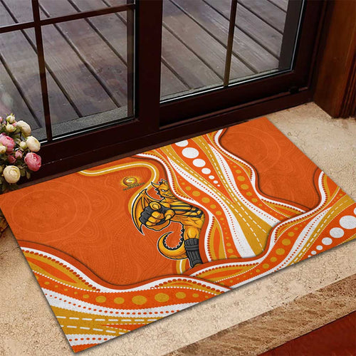 Perth Scorchers Rubber Doormat Aboriginal Dot Art Orange White - Tribal Wave Pattern