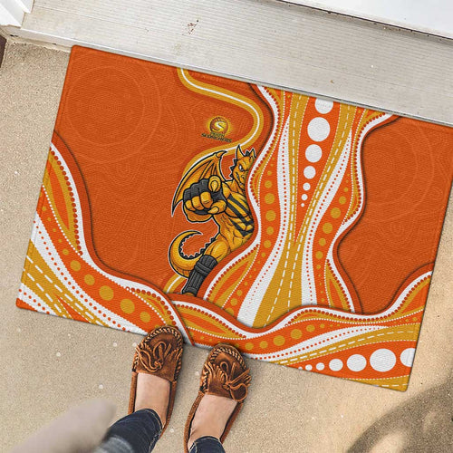 Perth Scorchers Rubber Doormat Aboriginal Dot Art Orange White - Tribal Wave Pattern