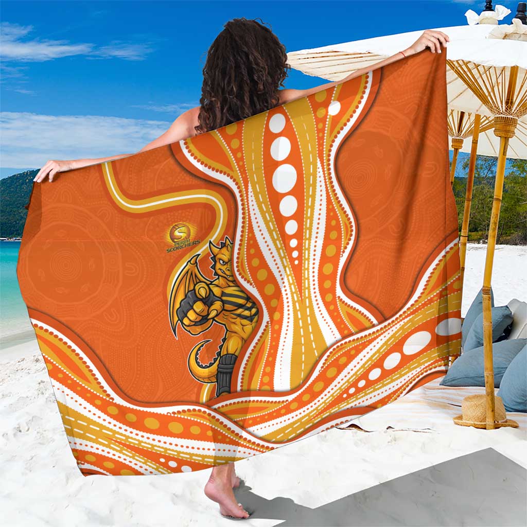 Perth Scorchers Sarong Aboriginal Dot Art Orange White - Tribal Wave Pattern