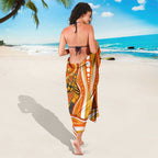 Perth Scorchers Sarong Aboriginal Dot Art Orange White - Tribal Wave Pattern