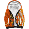 Perth Scorchers Sherpa Hoodie Aboriginal Dot Art Orange White - Tribal Wave Pattern