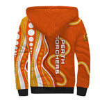 Perth Scorchers Sherpa Hoodie Aboriginal Dot Art Orange White - Tribal Wave Pattern