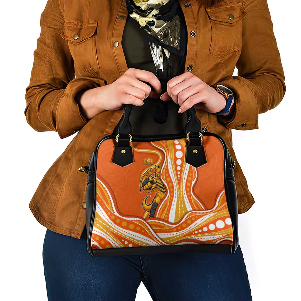 Perth Scorchers Shoulder Handbag Aboriginal Dot Art Orange White - Tribal Wave Pattern