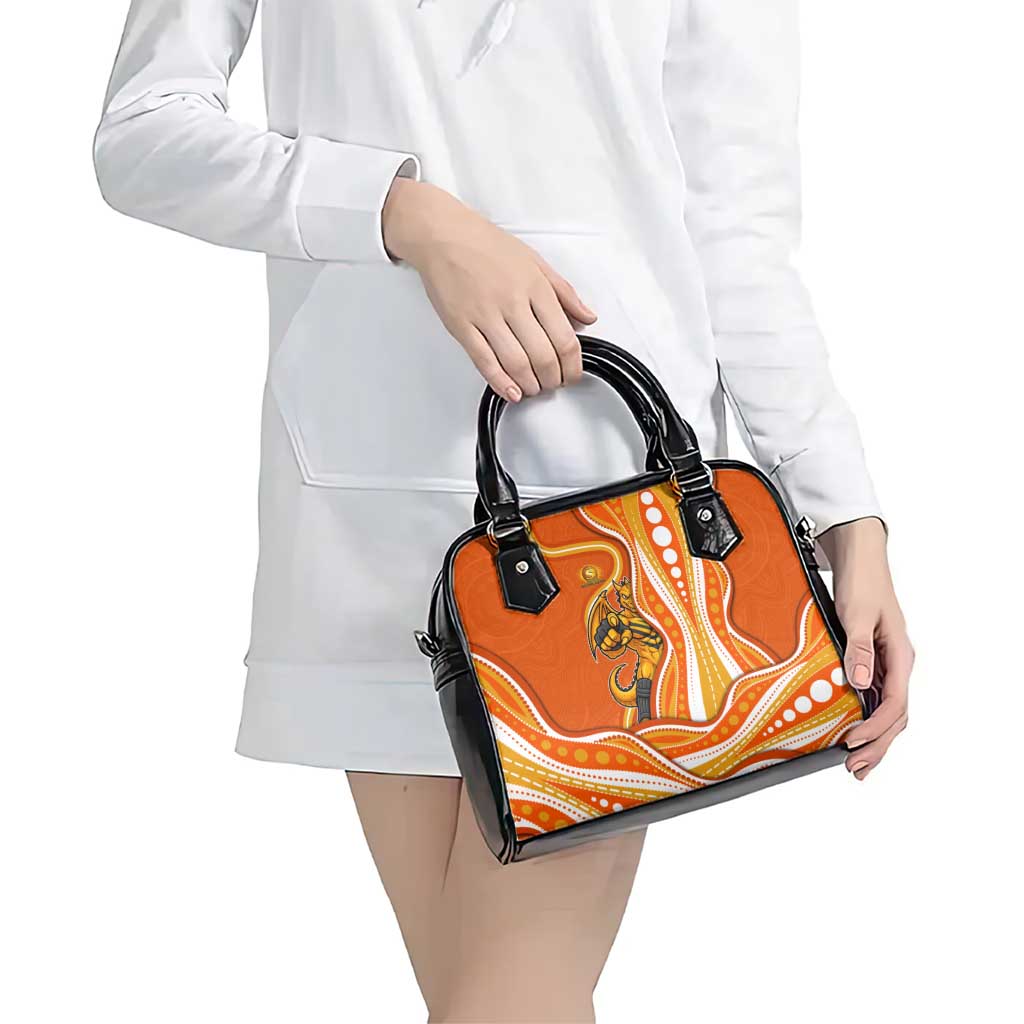 Perth Scorchers Shoulder Handbag Aboriginal Dot Art Orange White - Tribal Wave Pattern
