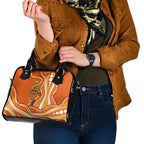 Perth Scorchers Shoulder Handbag Aboriginal Dot Art Orange White - Tribal Wave Pattern
