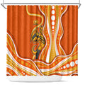 Perth Scorchers Shower Curtain Aboriginal Dot Art Orange White - Tribal Wave Pattern