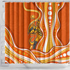 Perth Scorchers Shower Curtain Aboriginal Dot Art Orange White - Tribal Wave Pattern