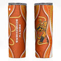 Perth Scorchers Skinny Tumbler Aboriginal Dot Art Orange White - Tribal Wave Pattern