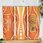 Perth Scorchers Skinny Tumbler Aboriginal Dot Art Orange White - Tribal Wave Pattern