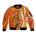 Perth Scorchers Sleeve Zip Bomber Jacket Aboriginal Dot Art Orange White - Tribal Wave Pattern