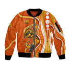 Perth Scorchers Sleeve Zip Bomber Jacket Aboriginal Dot Art Orange White - Tribal Wave Pattern