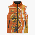 Perth Scorchers Sleeveless Puffer Jacket Aboriginal Dot Art Orange White - Tribal Wave Pattern