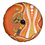 Perth Scorchers Spare Tire Cover Aboriginal Dot Art Orange White - Tribal Wave Pattern