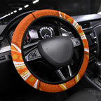 Perth Scorchers Steering Wheel Cover Aboriginal Dot Art Orange White - Tribal Wave Pattern
