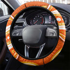Perth Scorchers Steering Wheel Cover Aboriginal Dot Art Orange White - Tribal Wave Pattern