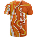 Perth Scorchers T Shirt Aboriginal Dot Art Orange White - Tribal Wave Pattern