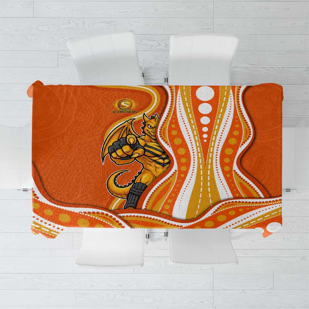 Perth Scorchers Tablecloth Aboriginal Dot Art Orange White - Tribal Wave Pattern