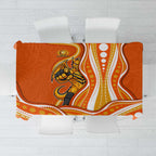 Perth Scorchers Tablecloth Aboriginal Dot Art Orange White - Tribal Wave Pattern