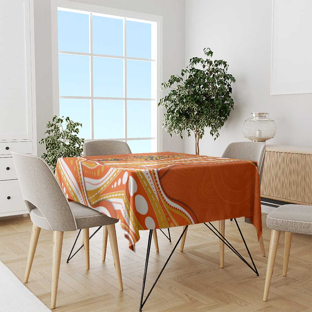 Perth Scorchers Tablecloth Aboriginal Dot Art Orange White - Tribal Wave Pattern