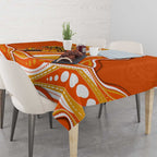 Perth Scorchers Tablecloth Aboriginal Dot Art Orange White - Tribal Wave Pattern
