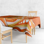 Perth Scorchers Tablecloth Aboriginal Dot Art Orange White - Tribal Wave Pattern