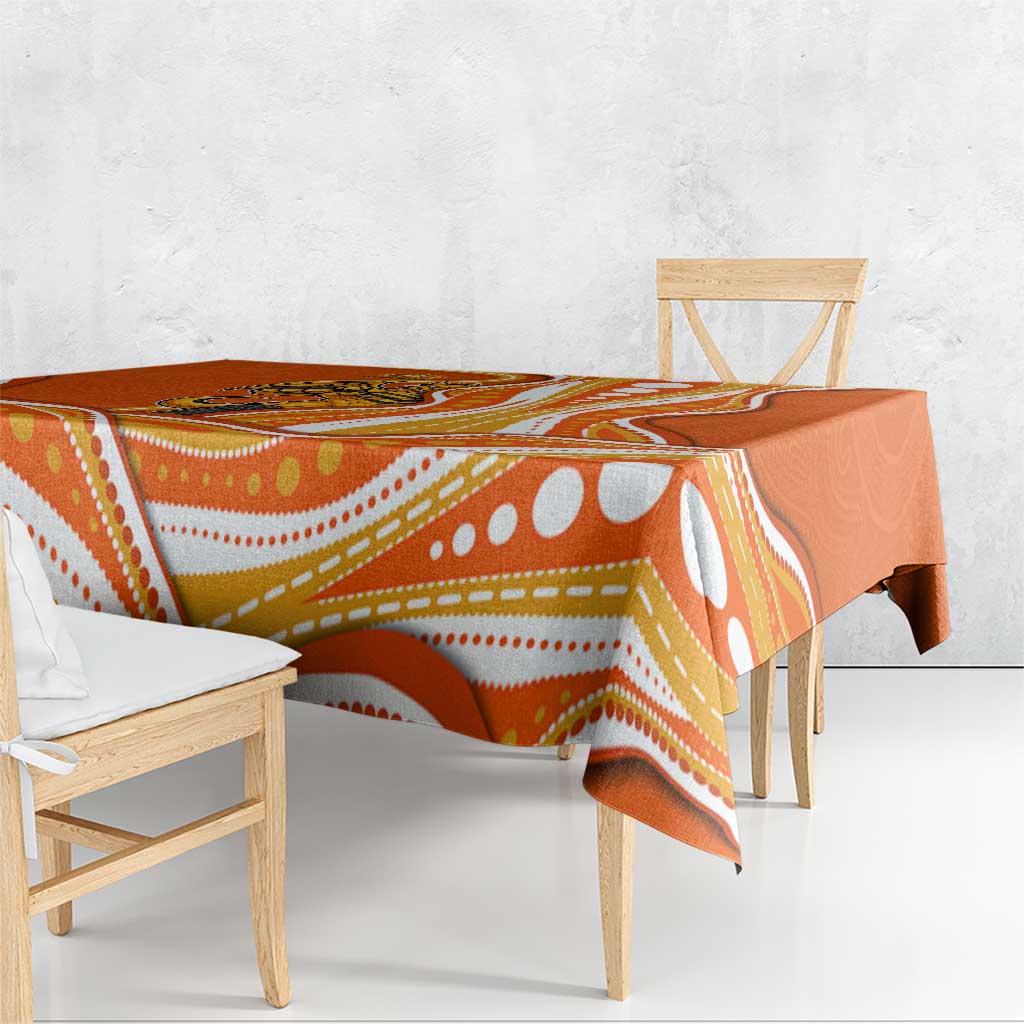 Perth Scorchers Tablecloth Aboriginal Dot Art Orange White - Tribal Wave Pattern