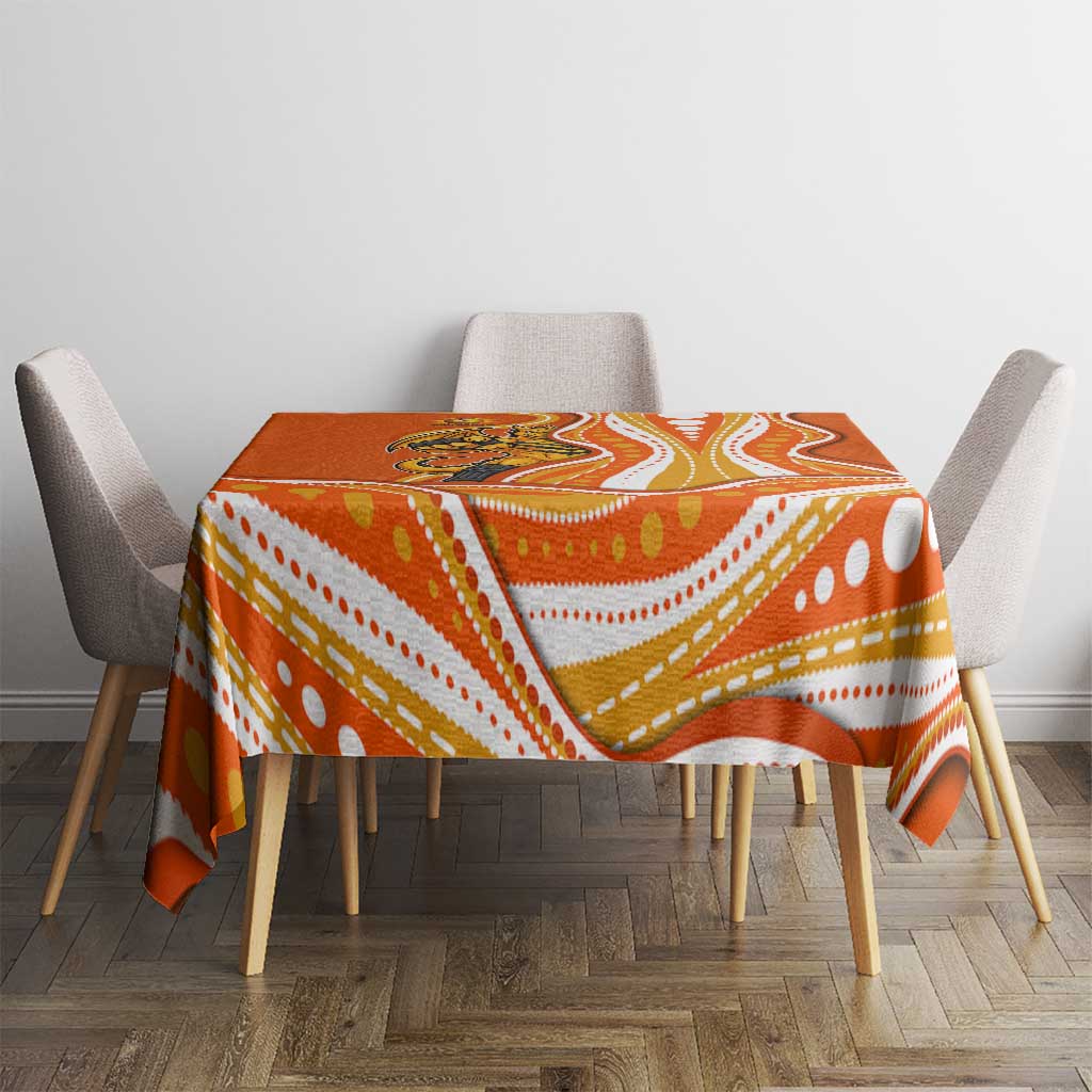 Perth Scorchers Tablecloth Aboriginal Dot Art Orange White - Tribal Wave Pattern