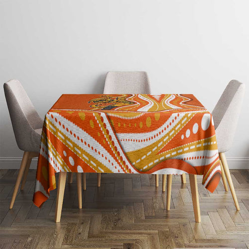 Perth Scorchers Tablecloth Aboriginal Dot Art Orange White - Tribal Wave Pattern