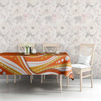 Perth Scorchers Tablecloth Aboriginal Dot Art Orange White - Tribal Wave Pattern